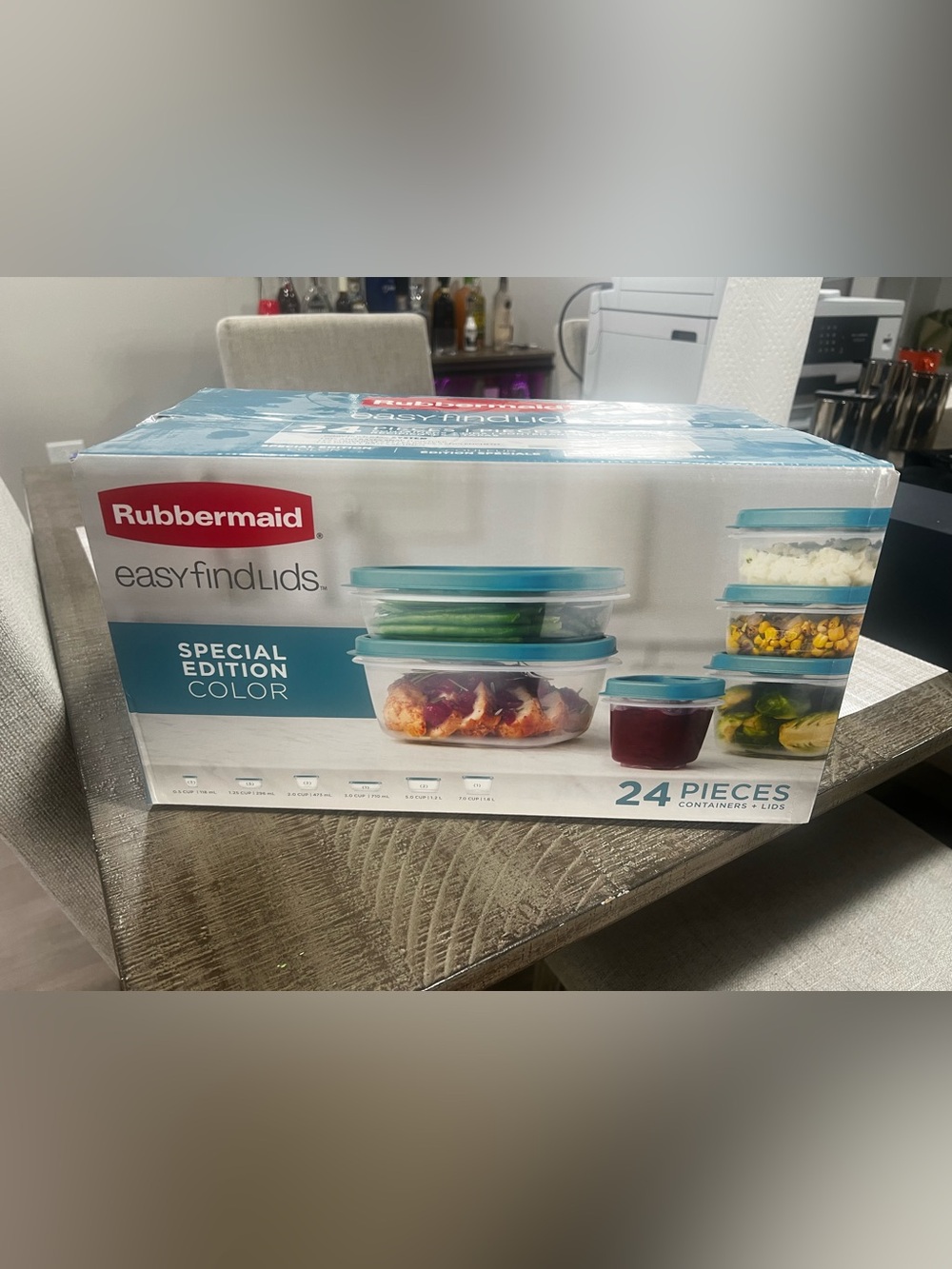 Rubbermaid 24-Piece Food Storage Set with Teal Blue Lids NEW